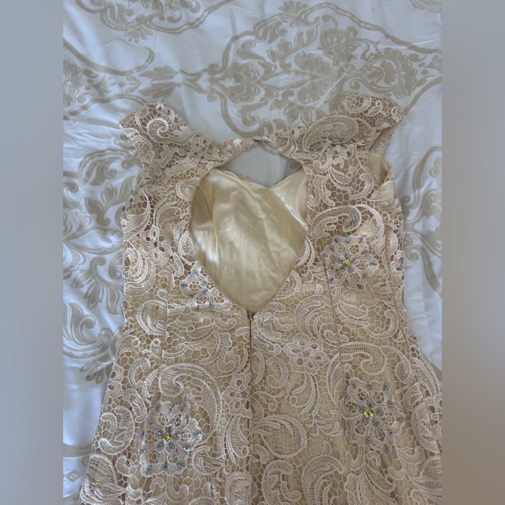 Dancing Queen Gold Sleeveless V-Neck Gown - Picture 3 of 5